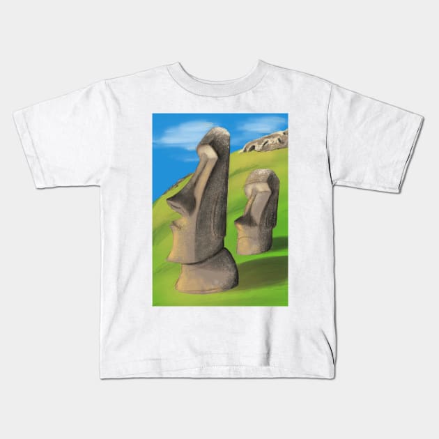 Moai statues Kids T-Shirt by ValeriePodolska